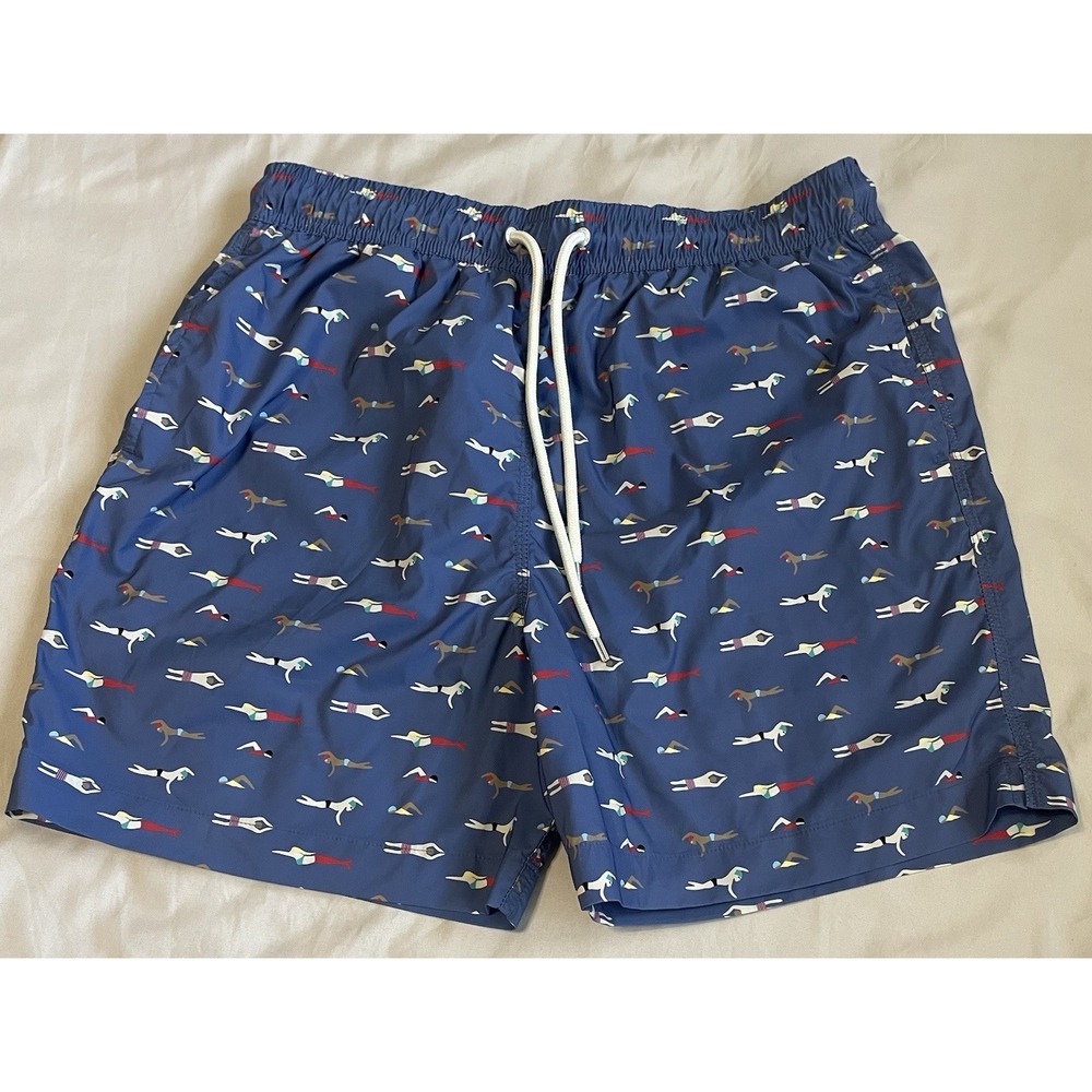 BROOKS BROTHERS Swimmer Print Board‎ Shorts swim Trunks sz Medium L Swimmer